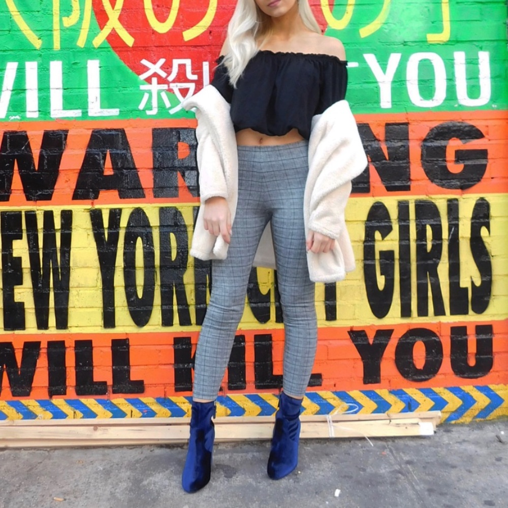 pacsun kendall and kylie plaid high waisted pants